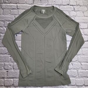 Athleta Womens Medium Green Oxygen Long Sleeve Mesh Top Athletic Running